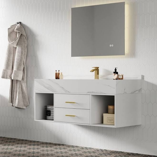 Floating Bathroom Vanity Cultured Mar...