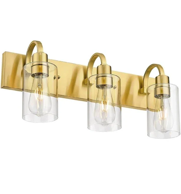 JAZAVA 3-Light Brushed Gold Vanity Li...