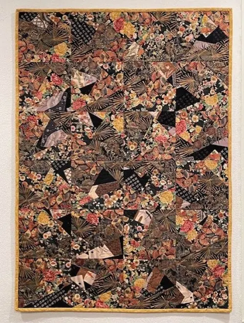 Black Yellow Oriental Fabric Wall Han...