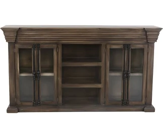 Rustic Brown Glass Door TV Console wi...