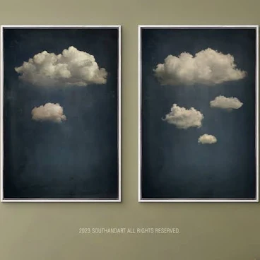 SouthandArt Moody Clouds 3 Panel Wall...