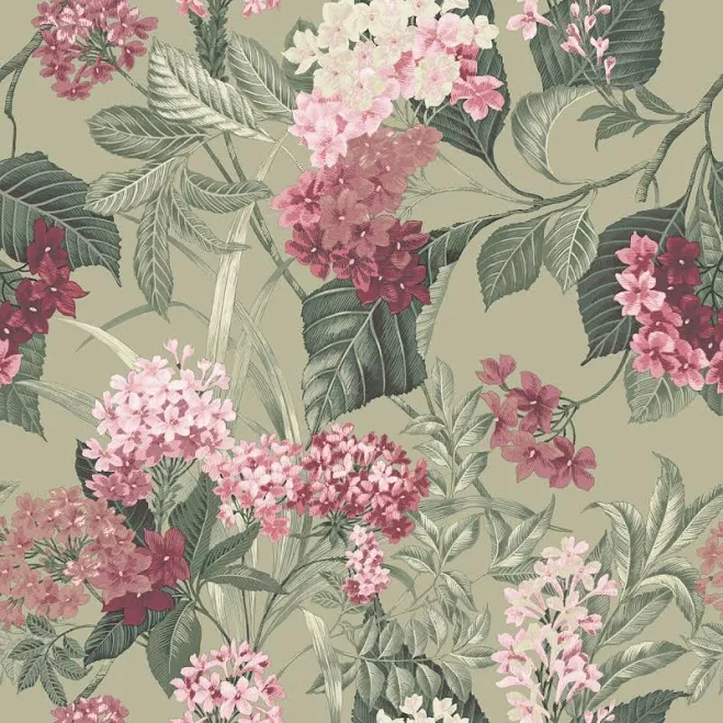 Misaki Floral Wallpaper Sage Green / ...