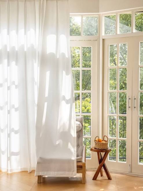 Non-See-Through White Privacy Sheer C...
