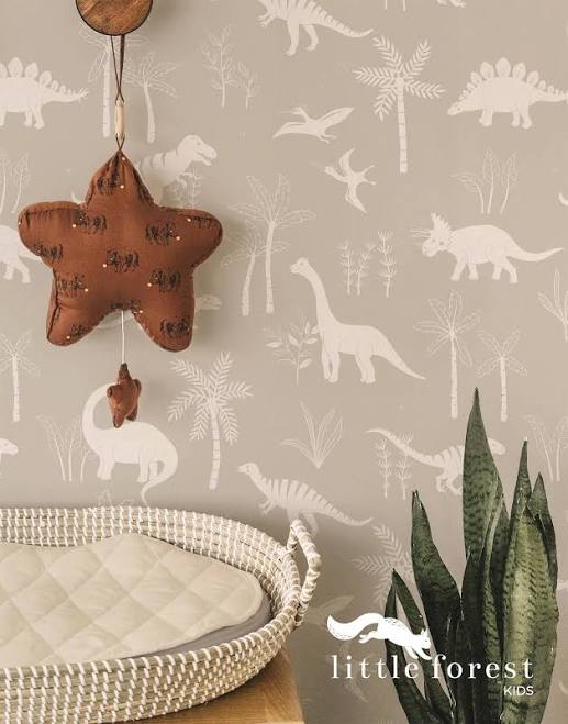 Warm Beige Dinosaur Wallpaper - Neutr...