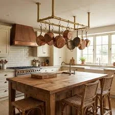 Brass Hanging Pot Rack: Ceiling-Mount...