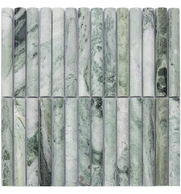 Emerald Green Fluted Marble Mosaic Wa...
