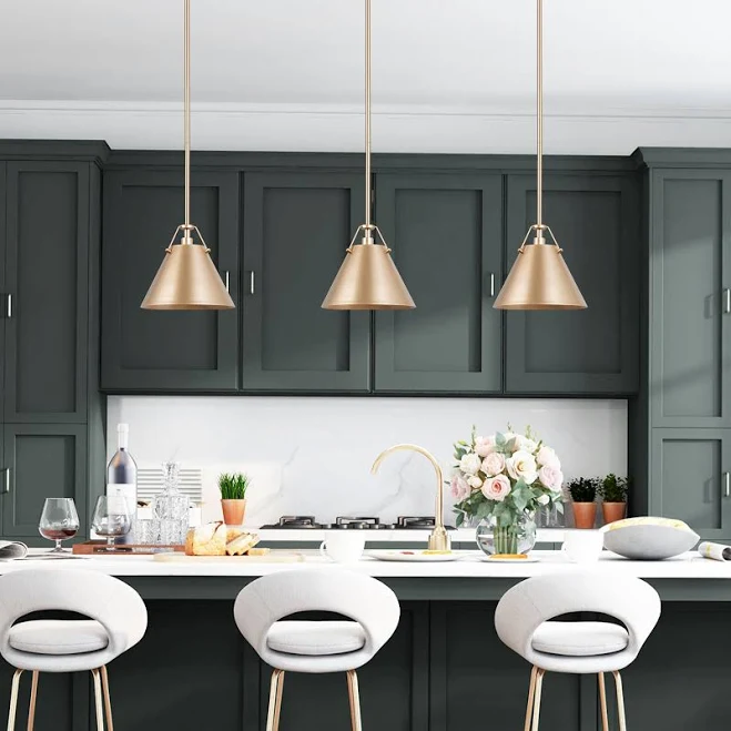 Modern Gold 1-Light Cone Pendant Ligh...