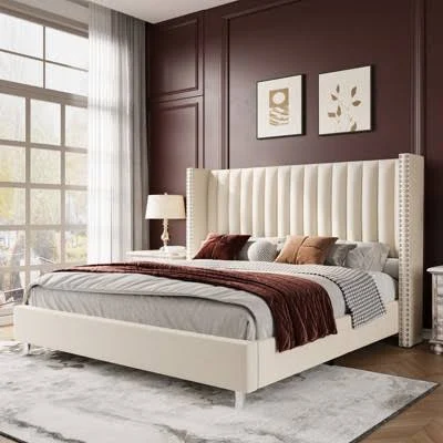 AMERLIFE King Upholstered Bed Frame