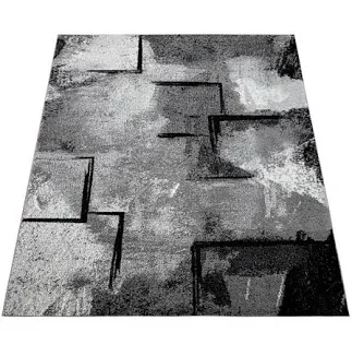 Grey White Area Rug Modern Design wit...