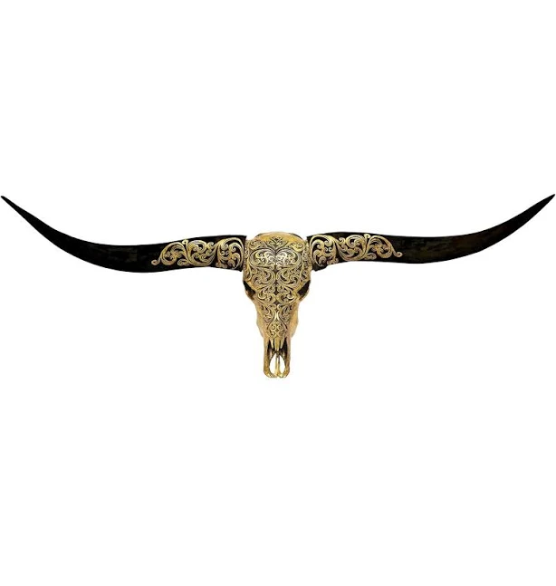 Longhorn Skull - Oriental Gold Metall...