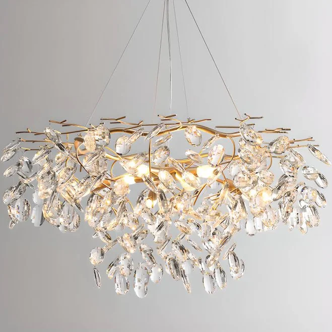 Modern Gold Finish Crystal Branch Cha...