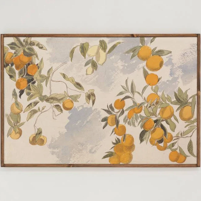 Lemon Branch Framed Wooden Art