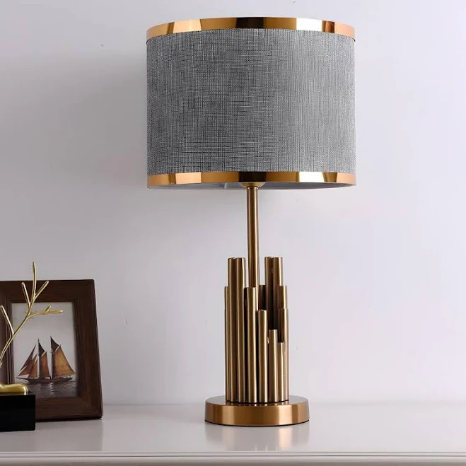 Modern Gold Drum Fabric Shade Bedside...