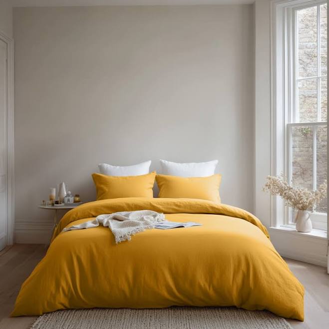 Mustard Yellow Linen Duvet Cover – 10...