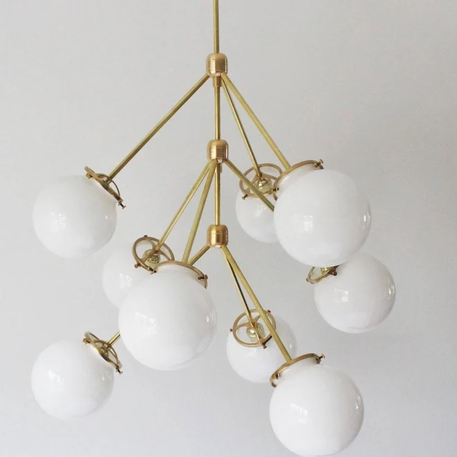 Sputnik Globe Chandelier, Brass Finis...