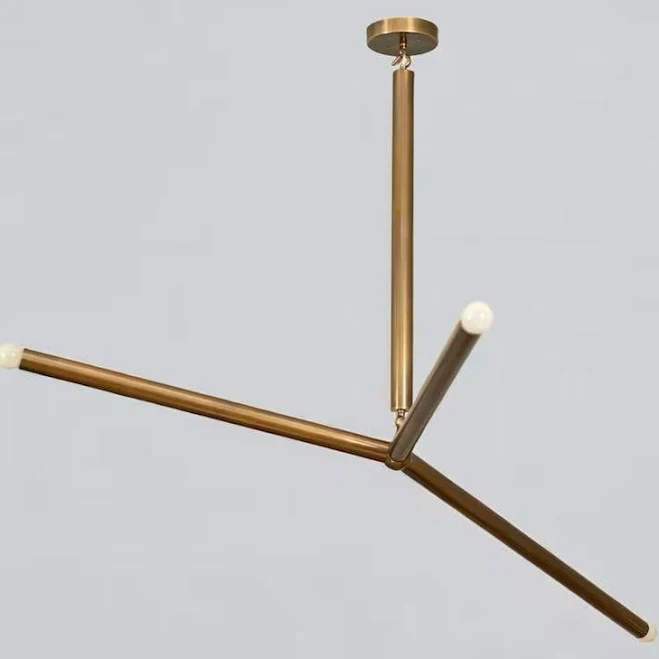Modern Brass 3-Arm Linear Chandelier ...