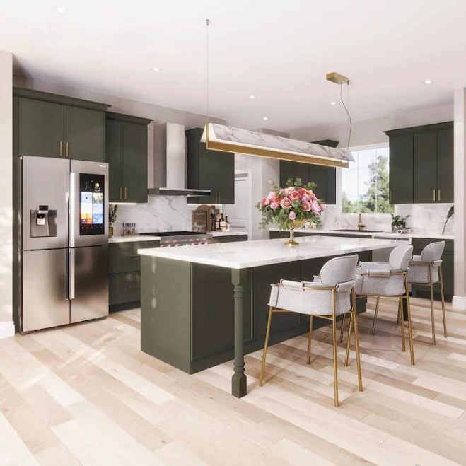 Slim Dark Green RTA Kitchen Cabinets ...