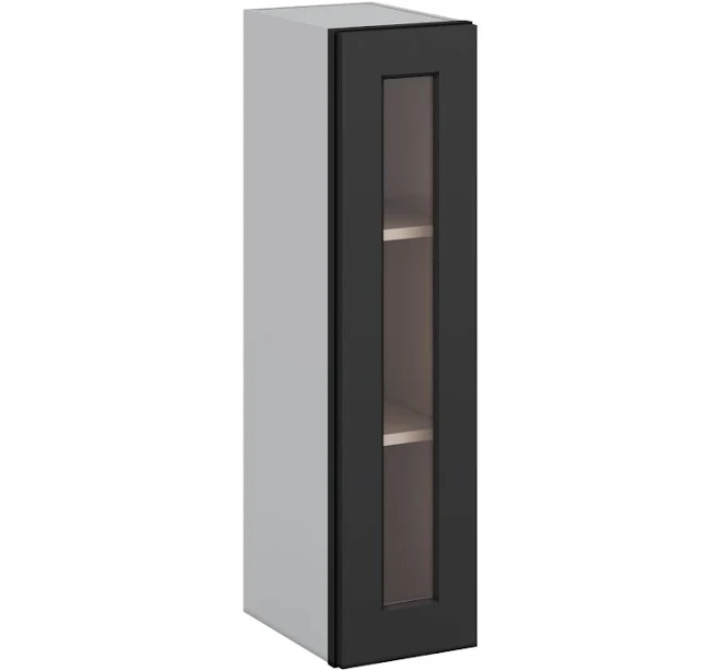 Tall Black Shaker Overlay Glass Cabinet