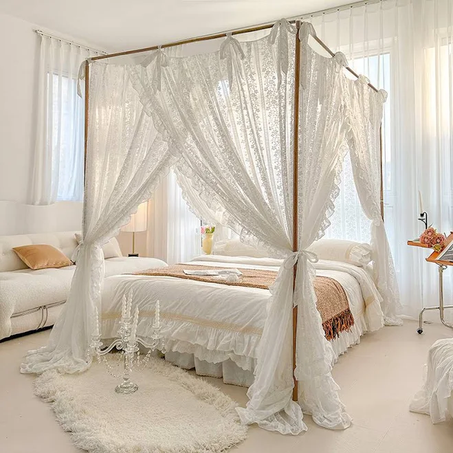 Lace Bed Canopy Curtains