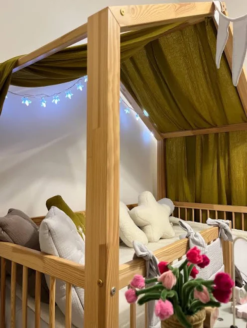 Muslin Bed Canopy for House Bed, Oliv...