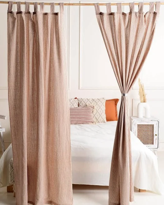 STRIPED Bed Canopy Curtains, 4 Corner...