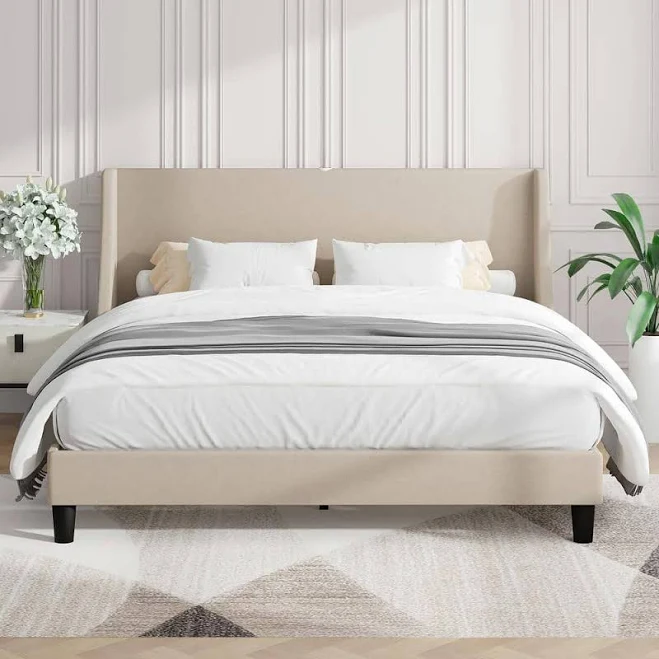 VECELO Upholstered Size Bed Frame wit...