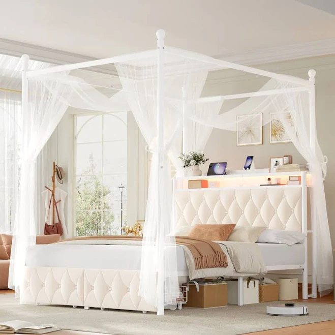Wrought Studio Metal Canopy Storage Bed