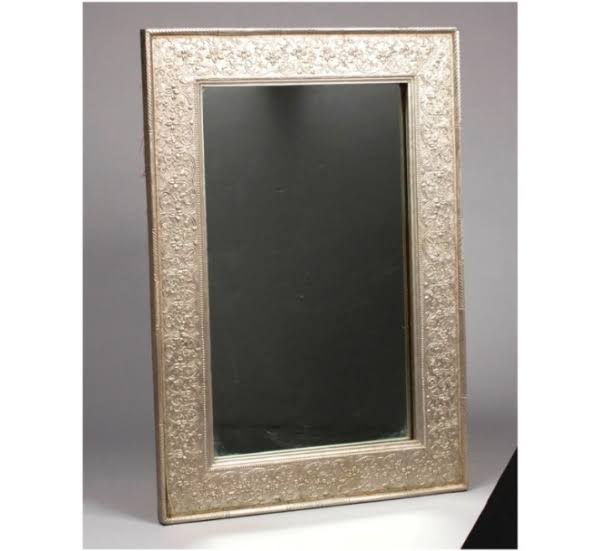 Beveled Rectangle Embossed Silver Mirror