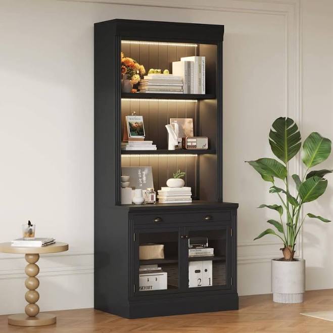 3-Shelf Standard Bookcase with LED Li...