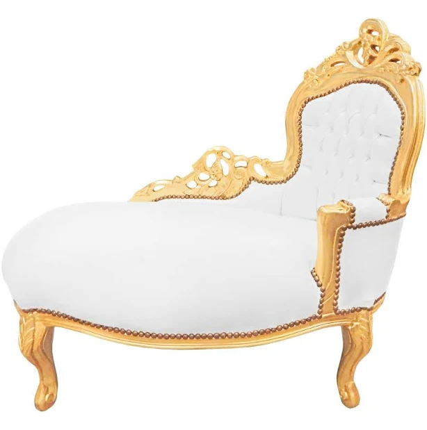 Baroque chaise longue white leatheret...