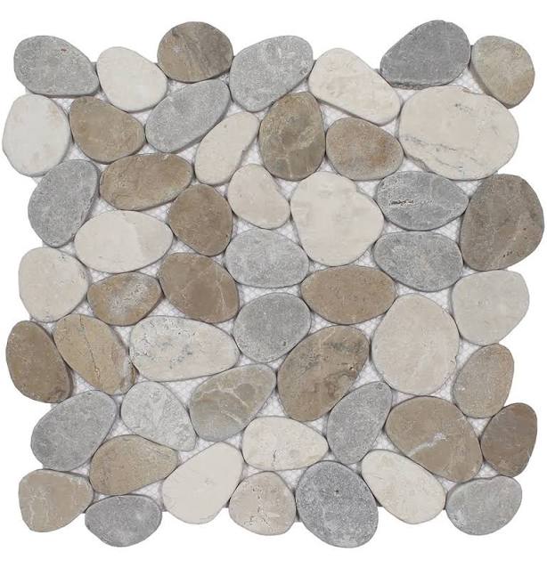 Light Grey and Tan Coin Natural Stone...
