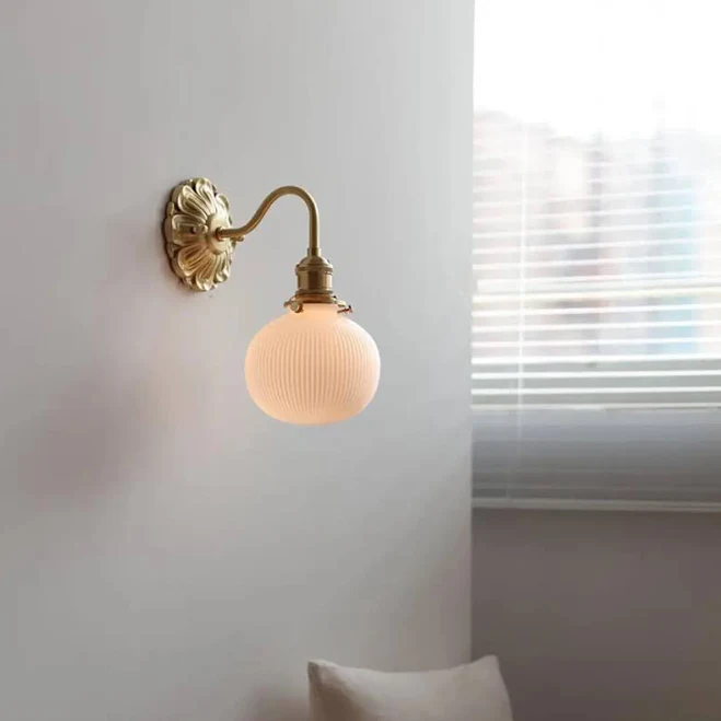Vintage Frosted Glass Gold Drum Wall ...