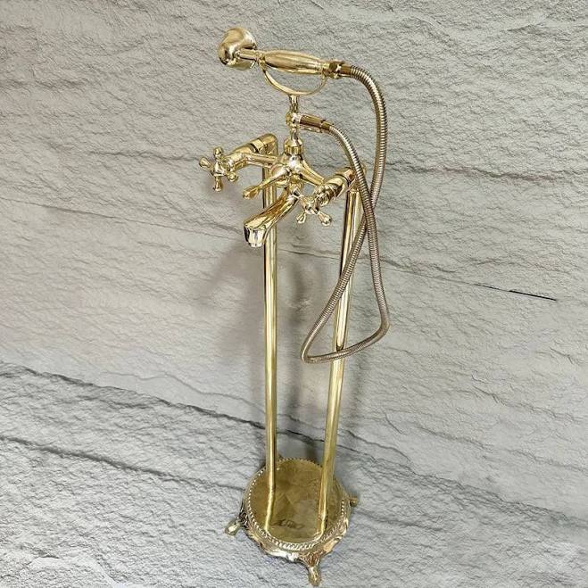 Brass Freestanding Tub Filler with Ha...