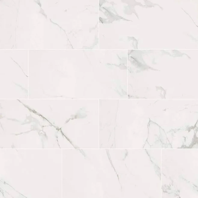 Carrara Marble Look Polished Porcelai...
