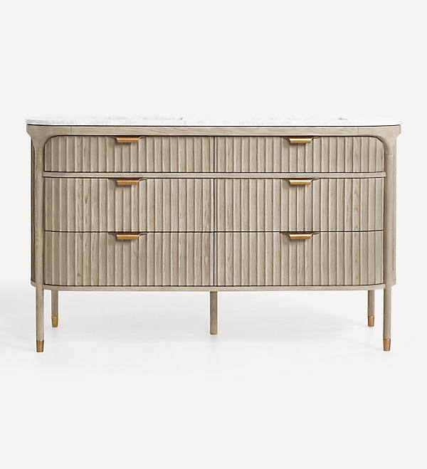 The Isla Marble-Top Fluted-Wood Doubl...