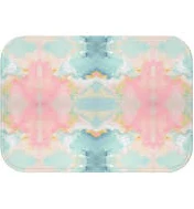 Abstract bath mat watercolor pink lig...