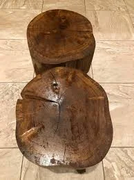 Handmade rustic oak three legged stools