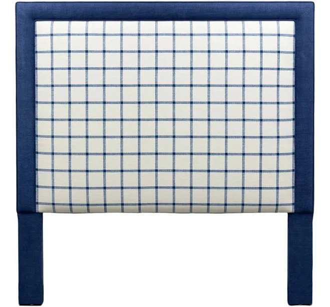 Navy Plaid Fabric Queen Headboard