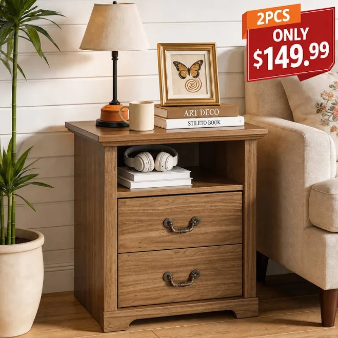 Rustic Open-Shelf Nightstand