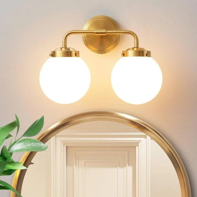 Mid-Century Brass Globe Vanity Light ...