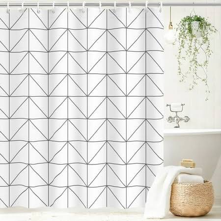 Vaparinckl Fabric Shower Curtain, Bla...