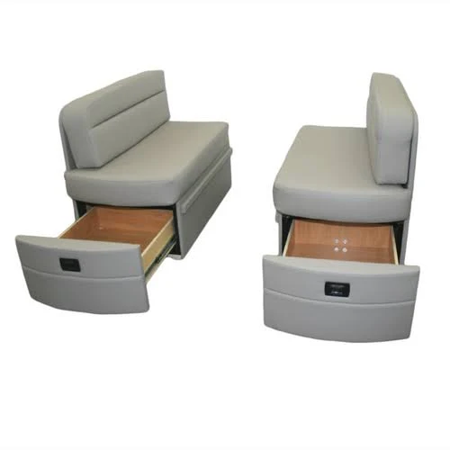 Grey Curved Booth with Storage Drawer...