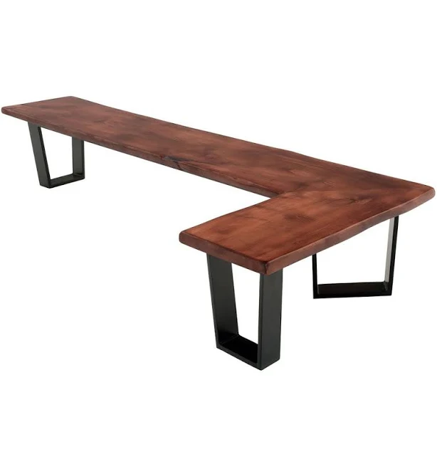 Live Edge Natural Wood Corner Bench