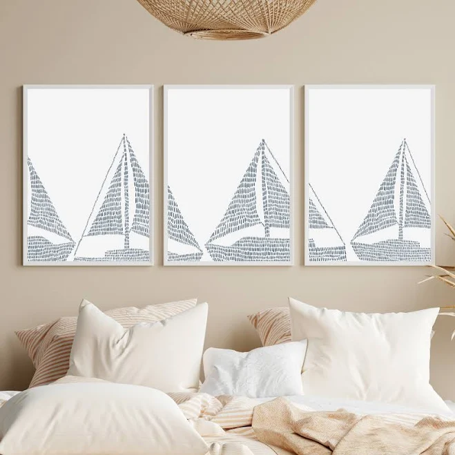 Sailboat Nautical Illustration Set of...