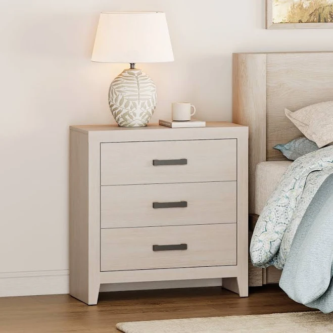 WAMPAT Farmhouse 3 Drawer Nightstand