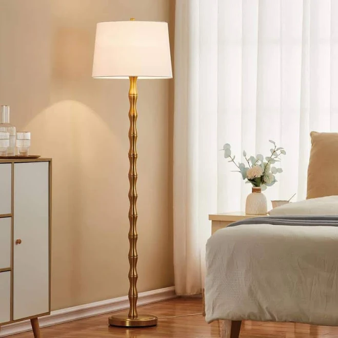 KAWOTI 61 in. Gold Floor Lamp with Wh...