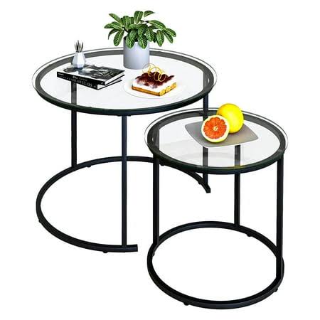Modern Black Tempered Glass Nesting C...