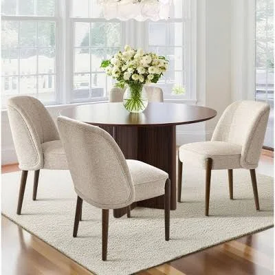 Modern Curved-Back Beige Upholstered ...