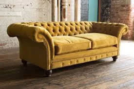 British Handmade 3 Seater Mustard Vel...