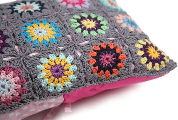 Gray pillow, Granny square crochet, C...
